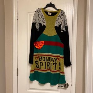 GUC Holiday Spirts sweater dress shaped like 🍾 bottle size XXL